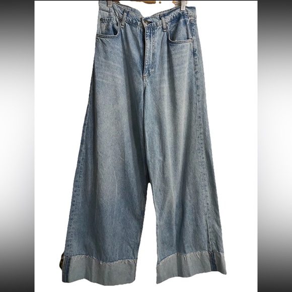 RAG & BONE Sophie Jean Mari High Rise Ultra Wide Leg Crop Ankle Cuff Sz 30 $268 - Picture 5 of 14